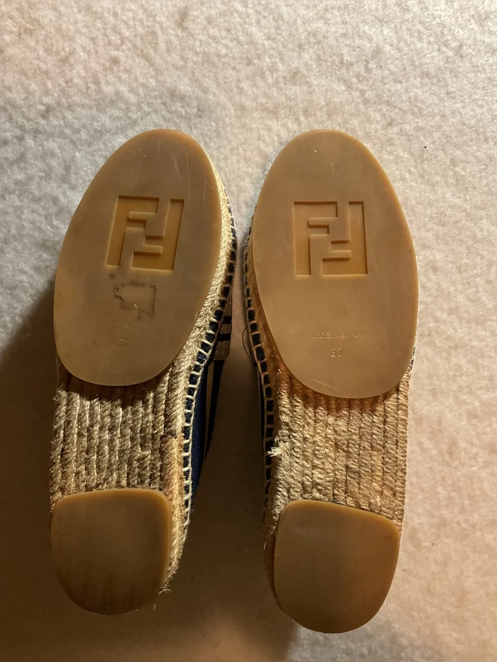 Fendi Rockoko Stretch Knit Sock Espadrille Slip-On with Blue Insole size 37